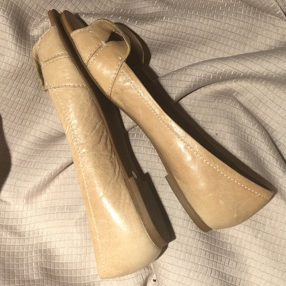 Fossil loafer peep toe leather shoes tan, 8.5 - Picture 3 of 8